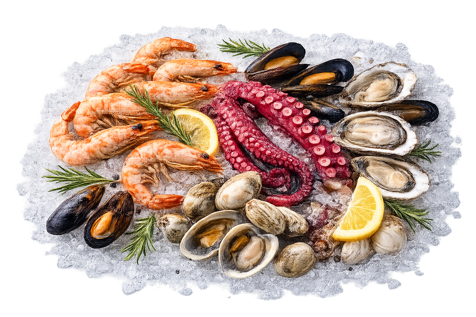 Fresh seafood on ice